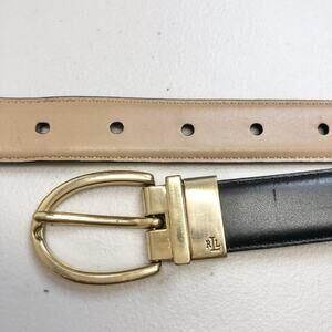 Lauren RALPH LAUREN Genuine Leather Women’s Belt Black Small Two-tone Buckle